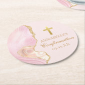 Elegante bevestiging Cross Pink Gold Custom Party Ronde Kartonnen Onderzetter (Gebogen)