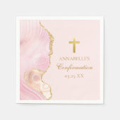 Elegante bevestiging Cross Pink Gold Custom Party Servet (Voorkant)