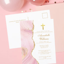 Elegante bevestiging Cross Pink Gold uitnodiging