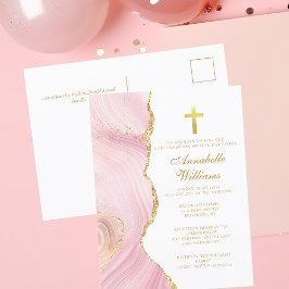 Elegante bevestiging Cross Pink Gold uitnodiging