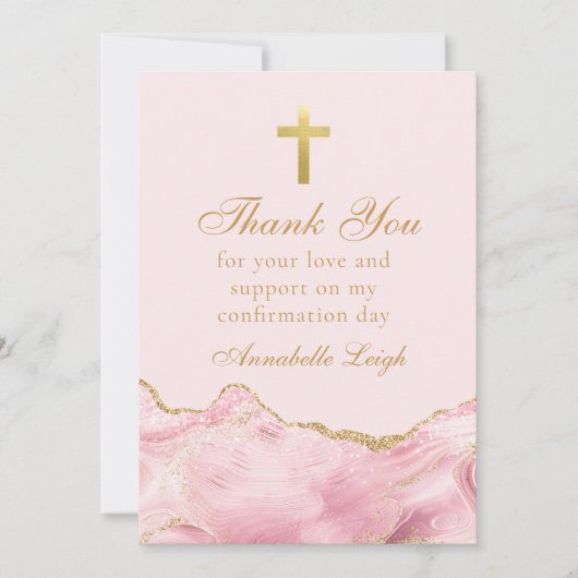Elegante bevestiging Custom Roze Goud Bedankkaart (Voorkant)
