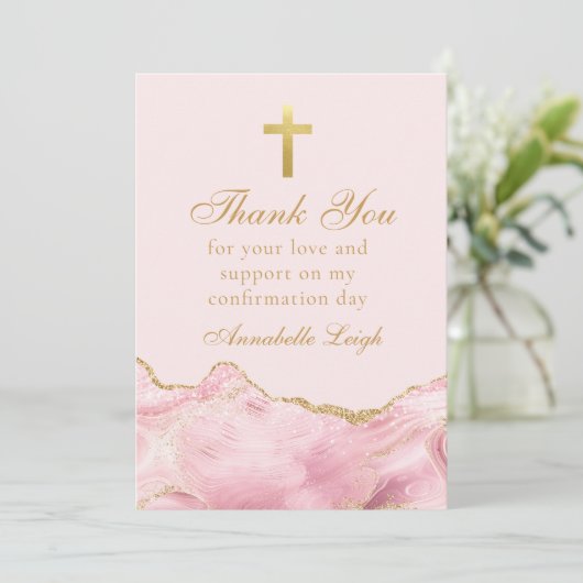 Elegante bevestiging Custom Roze Goud Bedankkaart (Staand voorkant)