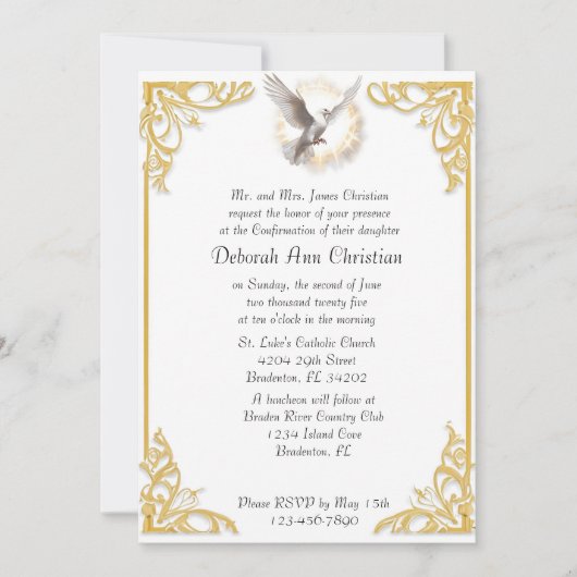 Elegante bevestiging Gold Lijst Dove Design Kaart (Voorkant)