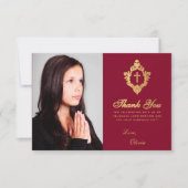 Elegante bevestiging Meisje Bourgogne Faux Gold Cr Bedankkaart (Voorkant)