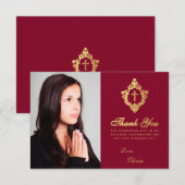 Elegante bevestiging Meisje Bourgogne Faux Gold Cr Bedankkaart (Voorkant / Achterkant)