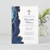 Elegante bevestiging Navy Blue Gold Agaat Kaart (Staand voorkant)