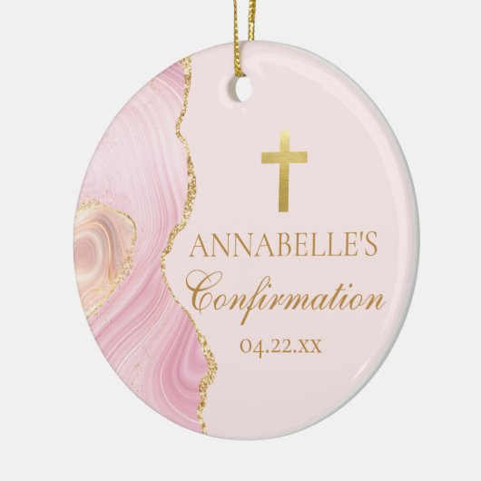 Elegante bevestiging Pink Gold Custom Keepsake Keramisch Ornament (Links)