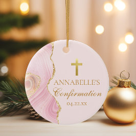 Elegante bevestiging Pink Gold Custom Keepsake Keramisch Ornament