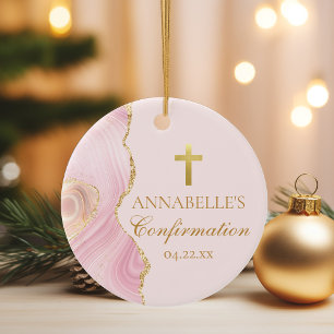 Elegante bevestiging Pink Gold Custom Keepsake Keramisch Ornament