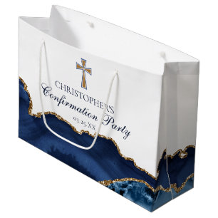 Elegante Bevestigingskruis Navyblauw Goud Feest Groot Cadeauzakje