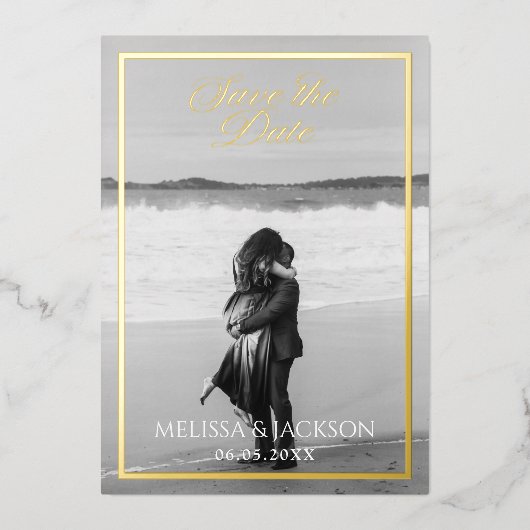Elegante Bewaar de Datum Folie Uitnodiging (Voorkant)