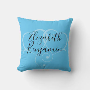 Elegante bewerkbare blauw-roze hart ontwerp kussen