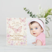 Elegante bewerkbare Butterfly verjaardagsuitnodigi Kaart (Staand voorkant)