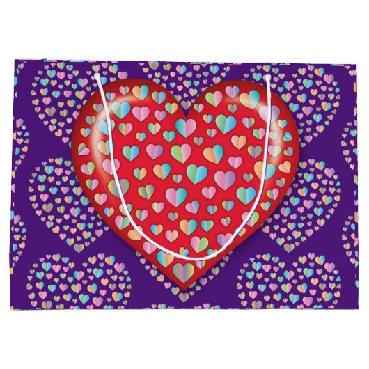 Elegante bewerkbare eenvoudige hartvormige ontwerp groot cadeauzakje (Achterkant)