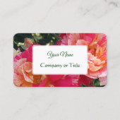 Elegante bewerkbare Gestreepte Rozen Bloemen Visitekaartje (Voorkant)