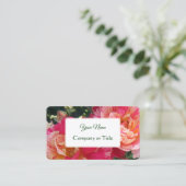 Elegante bewerkbare Gestreepte Rozen Bloemen Visitekaartje (Staand voorkant)