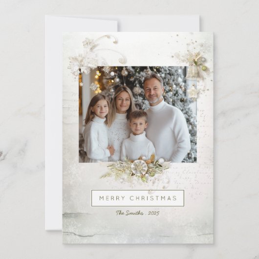 Elegante bewerkbare kerst Kaart foto (Voorkant)