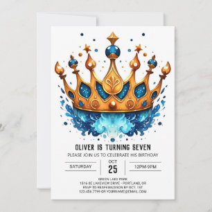 Elegante bewerkbare Prins Kroon Verjaardag Kaart
