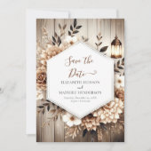 Elegante bewerkbare rustieke bruiloft save the date (Voorkant)