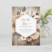 Elegante bewerkbare rustieke bruiloft save the date (Staand voorkant)
