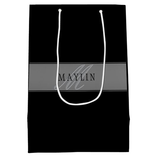 Elegante bewerkbare script Bedrijfsnaam/andere tek Medium Cadeauzakje (Achterkant)