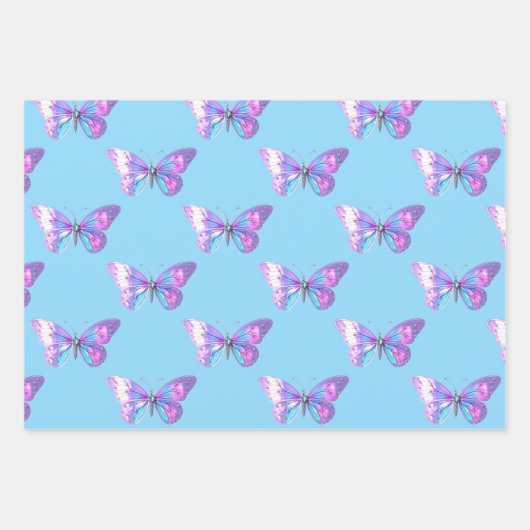 Elegante B'fly Wrapping Paper Flat Sheet Set van 3 (Voorkant 2)