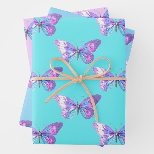 Elegante B'fly Wrapping Paper Flat Sheet Set van 3 (In situ)