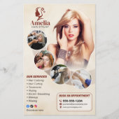 Elegante Biege Hair Stylist Salon Make-up Waxen Flyer (Voorkant)