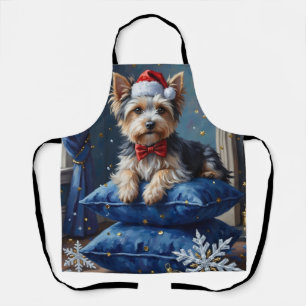 Elegante Biewer Terrier Hond Fluwelen Kerstmis Schort
