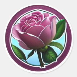 Elegante Big Pink Rose Floral Art Ronde Sticker