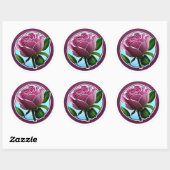 Elegante Big Pink Rose Floral Art Ronde Sticker (Vel)