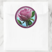 Elegante Big Pink Rose Floral Art Ronde Sticker (Tas)