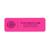 Elegante Bight Roze Zakelijk Logo Retouradres Etiket (Voorkant)