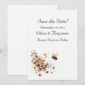 Elegante Bij & Bloem Save the Date Kaart (Voorkant / Achterkant)