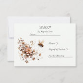 Elegante Bij & Bloemen bruiloft RSVP Kaart (Voorkant)