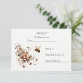 Elegante Bij & Bloemen bruiloft RSVP Kaart (Staand voorkant)
