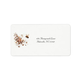 Elegante Bij & Bloemen Trouwadres Label