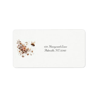 Elegante Bij & Bloemen Trouwadres Label