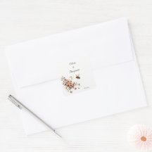 Elegante Bij & Bloemen Wedding Seal Sticker