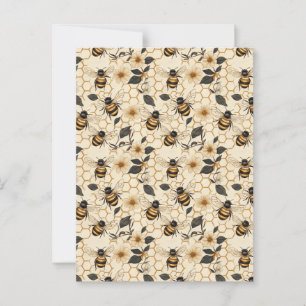 Elegante bij en honingraat patroon briefkaart