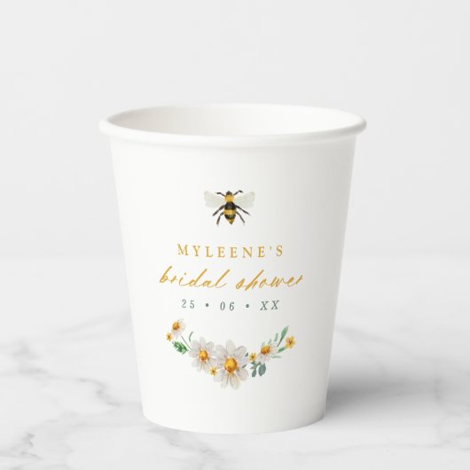 Elegante Bij en Madeliefjes Bruidsmeisjesfeest Papieren Bekers (Voorkant)