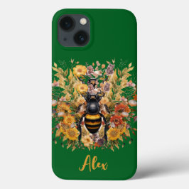 Elegante bij & Zonnebloemen met aangepaste naam Case-Mate iPhone Case
