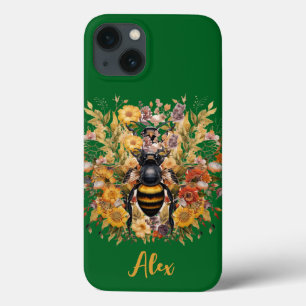 Elegante bij & Zonnebloemen met aangepaste naam Case-Mate iPhone Case