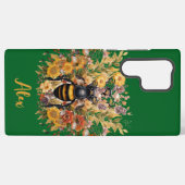 Elegante bij & Zonnebloemen met aangepaste naam Samsung Galaxy Hoesje (Achterkant horizontaal)