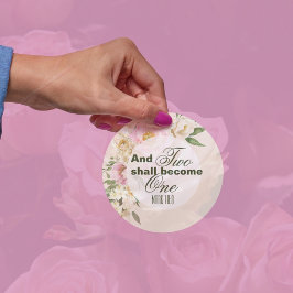 Elegante Bijbel Bloemige Huwelijk Twee worden één Ronde Sticker