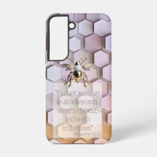 Elegante Bijbel Mauve Roze Perzik Honingraat Goud Samsung Galaxy Hoesje