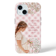Elegante Bijbel zwangere vrouw geruite bloem strik