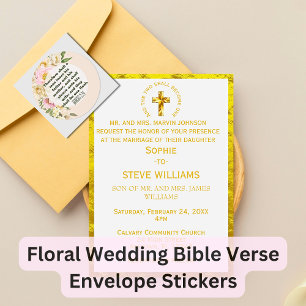 Elegante Bijbeltekst voor Huwelijk Genesis Bloemri Ronde Sticker