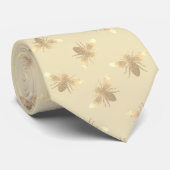 elegante bijen patroon op amandelolie geel stropdas (Opgerold)