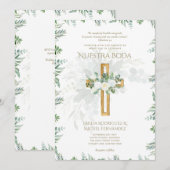 Elegante Bilingual Catholica Huwelijksuitnodiging  Kaart (Voorkant / Achterkant)